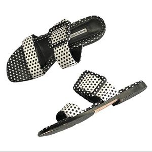 Manolo Blahnik Polka Dot Buckle Slides Sandals size 39